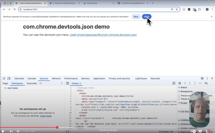 Connecting Chrome DevTools to FastHTML Apps for Rapid Style Iteration
