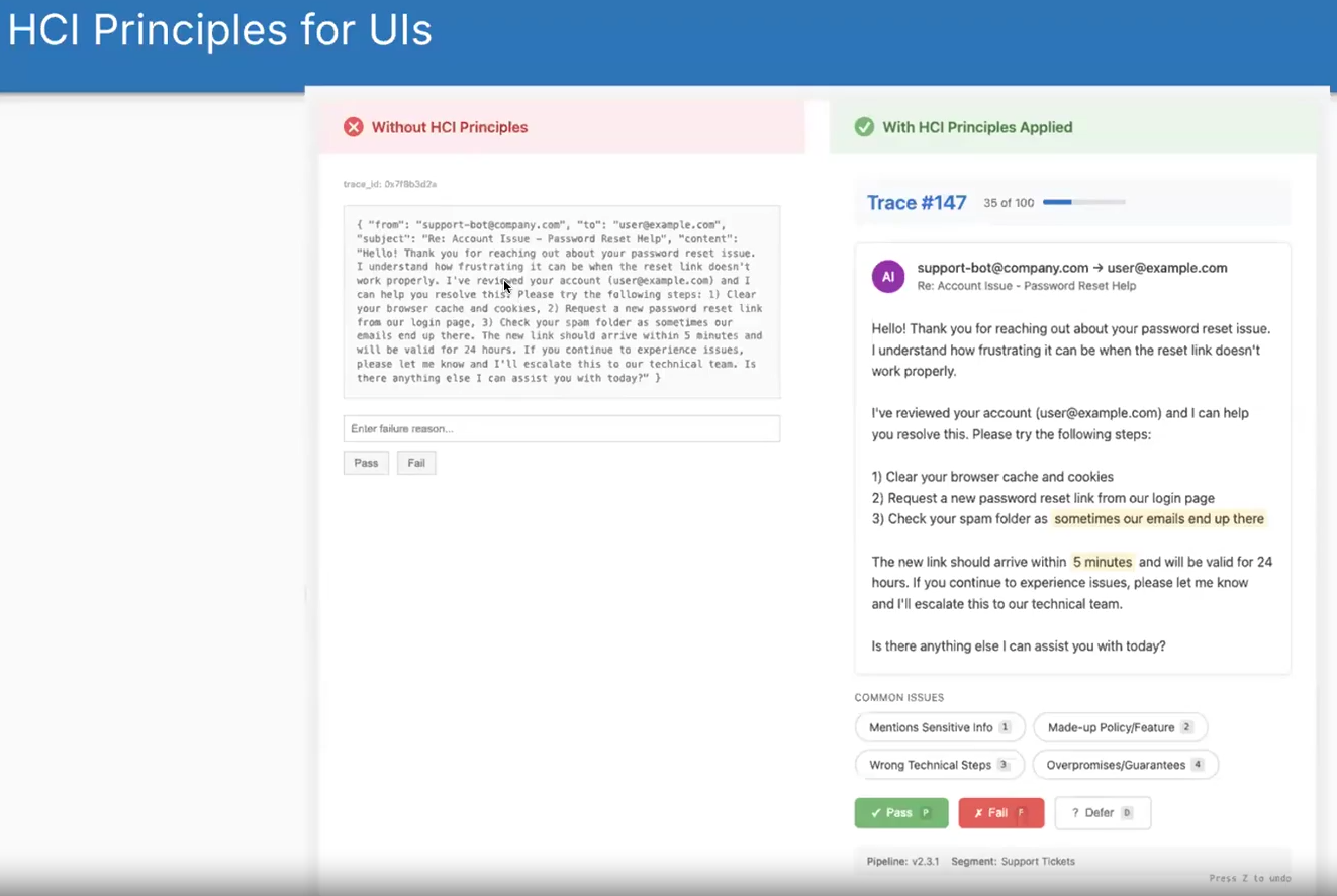 Comparison of interfaces without and with HCI principles applied