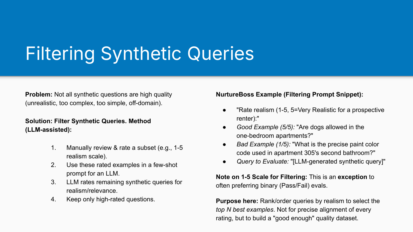 Filtering synthetic queries