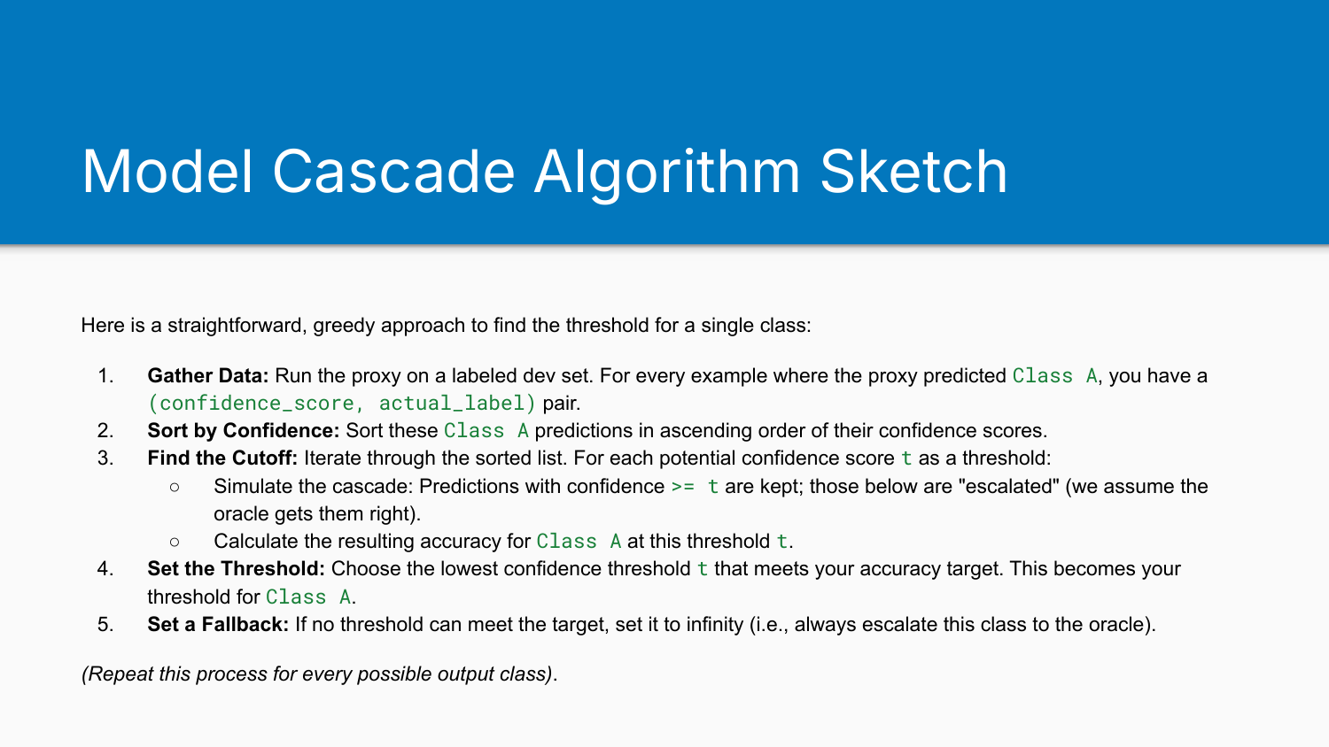 Model cascade algorithm