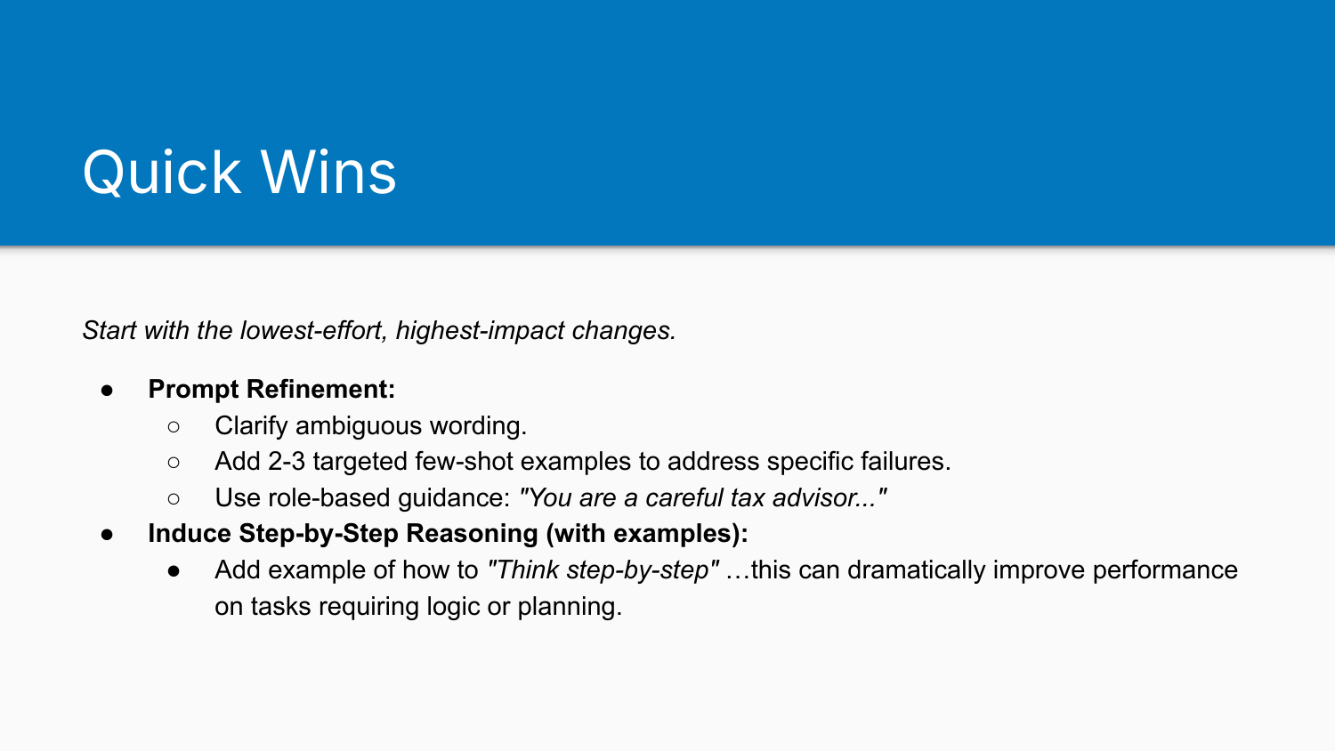 Quick wins for accuracy improvement