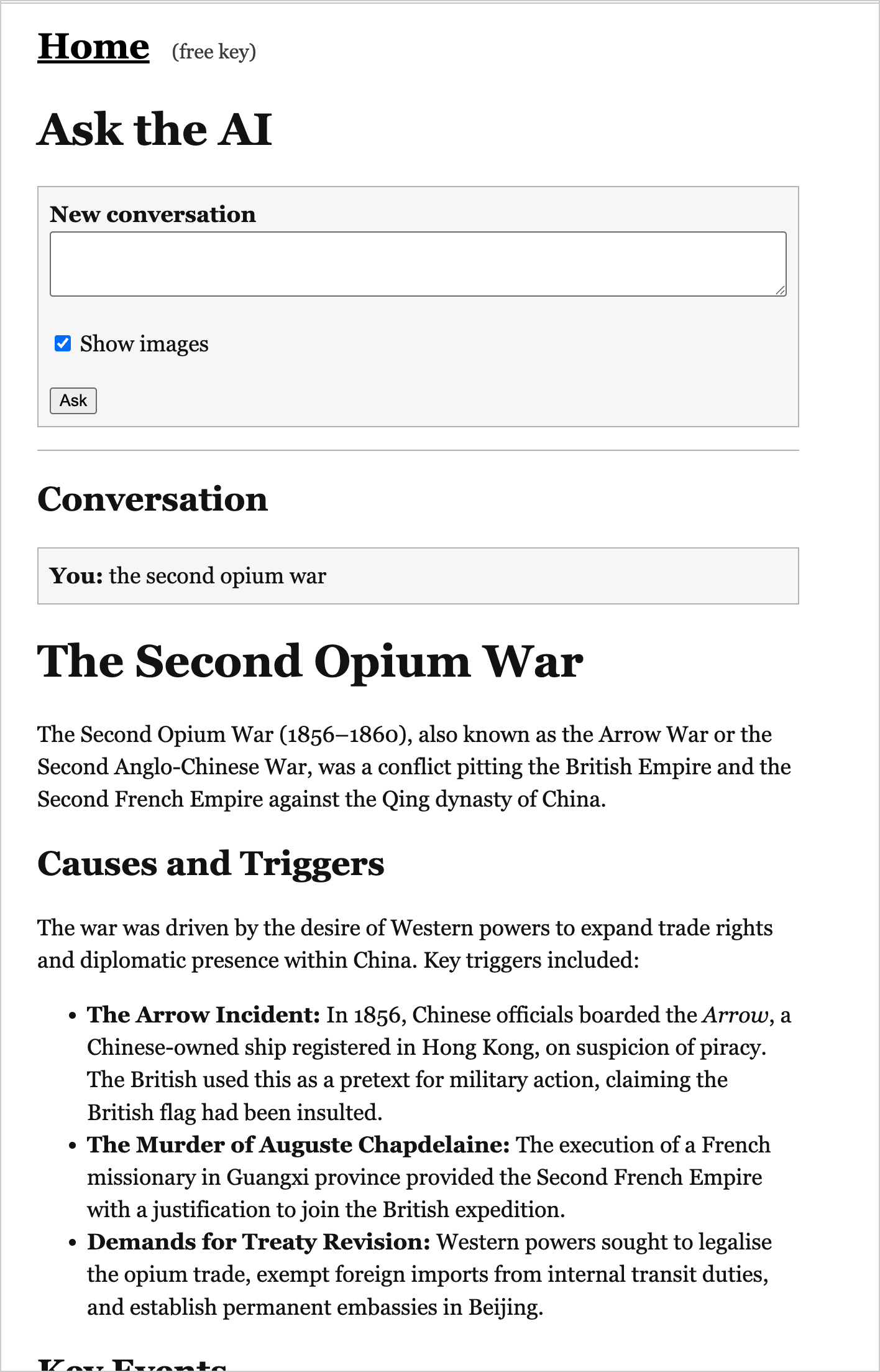 Asking the AI about the Second Opium War