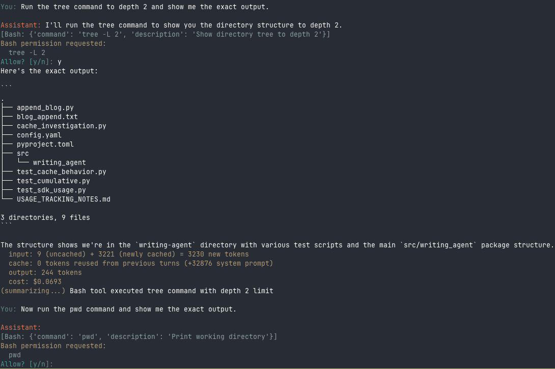 Hooks working - each Bash command prompts separately